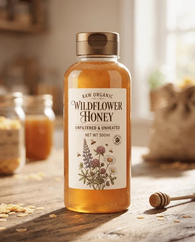 Raw Organic Wildflower Honey (500ml Squeeze Bottle)