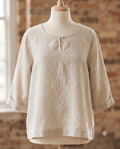 Relaxed-Fit Linen Blend Blouse